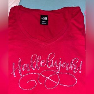 Bling T-Shirt Christian Hallelujah! Red size Large Handmade by me!
